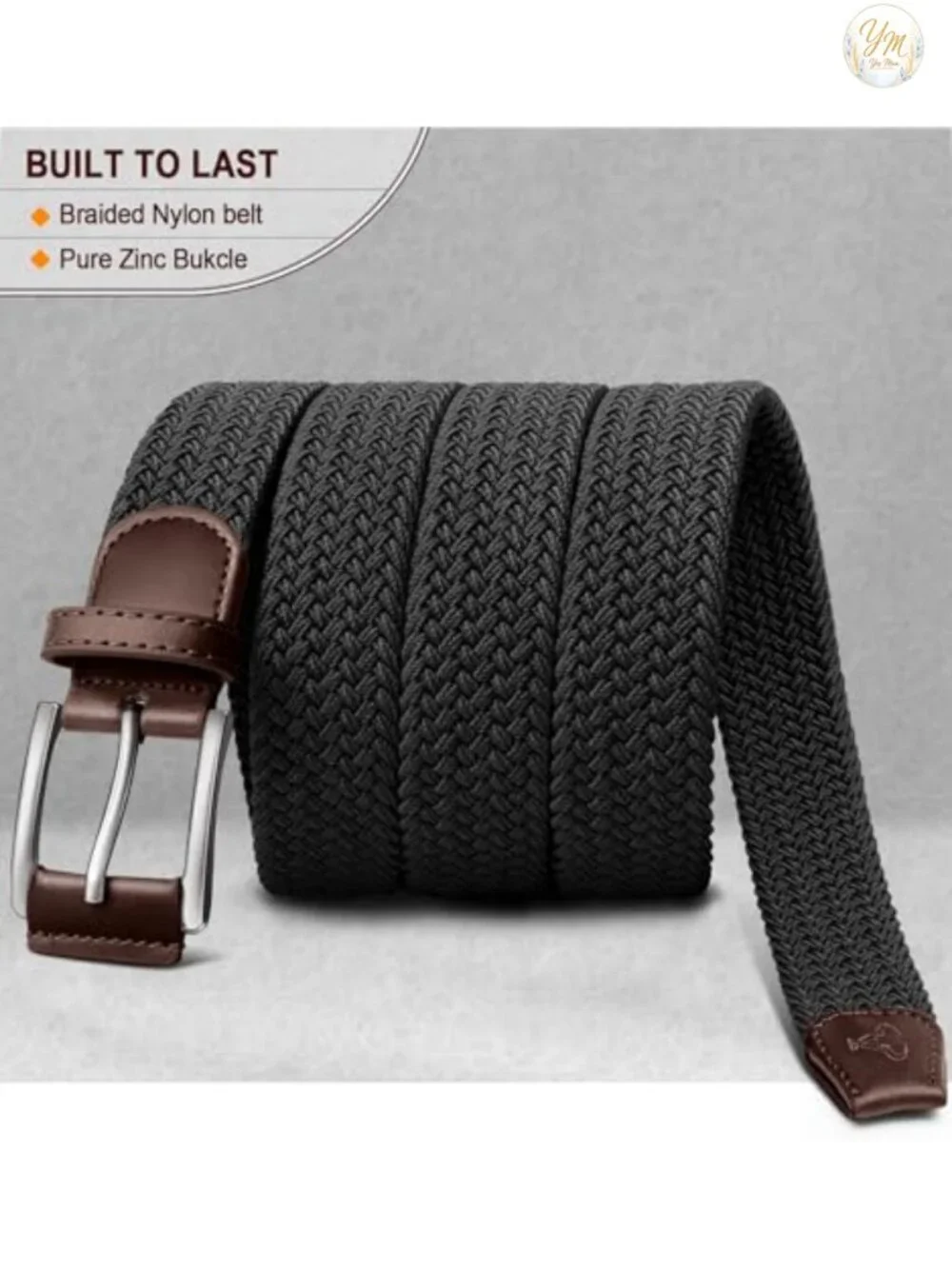 Woven Braided Stretch Web Belt 2-Pack Men No Hole Golf